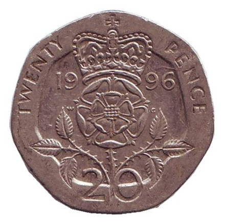 Монета 20 пенсов. 1996 год, Великобритания.