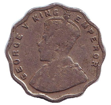 Монета 1 анна. 1925 год, Индия Британская. ("•" - Бомбей).