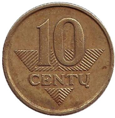 Монета 10 центов. 1999 год, Литва. Из обращения.