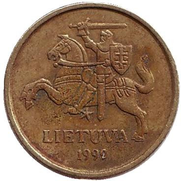Монета 10 центов. 1999 год, Литва. Из обращения.