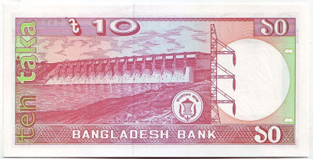 Банкнота 10 така. 1982 - 1996 гг. Бангладеш. Тип 4.
