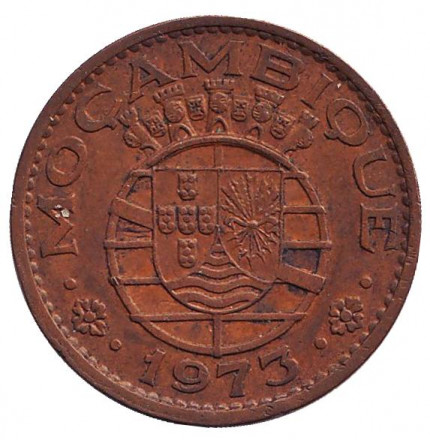 Монета 1 эскудо. 1973 год, Мозамбик в составе Португалии.