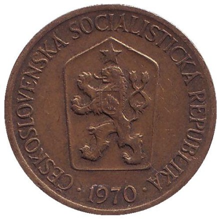 Монета 1 крона. 1970 год, Чехословакия.