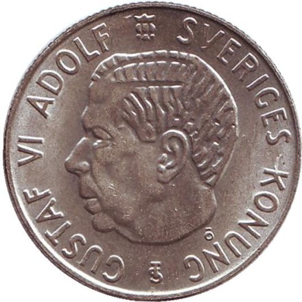 Монета 1 крона. 1958 год, Швеция. Густав VI. Монета 1 крона. 1958 год, Швеция. Густав VI.