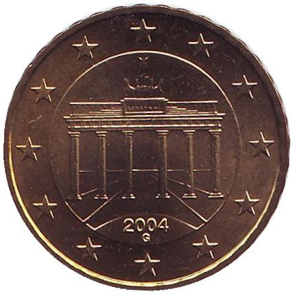 Монета 10 центов. 2004 год (G), Германия.