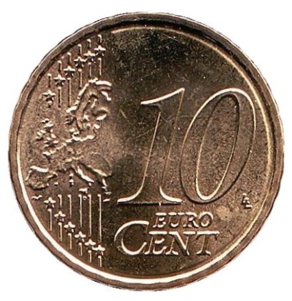 Монета 10 центов. 2019 год, Словения. Монета 10 центов. 2019 год, Словения.