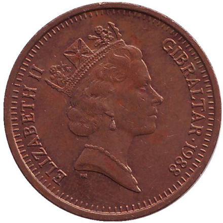 Монета 2 пенса. 1988 год, Гибралтар. Маяк. (AA).