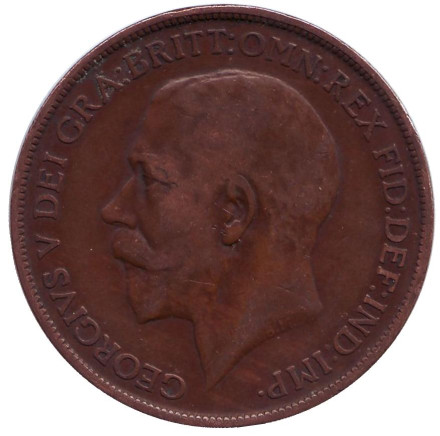 Монета 1 пенни. 1912 год, Великобритания. (Без отметки монетного двора)