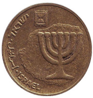 Монета 10 агор. 1994 год, Израиль. Менора (Семисвечник). Монета 10 агор. 1994 год, Израиль. Менора (Семисвечник).
