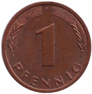 Монета 1 пфенниг. 1977 год (F), ФРГ. Дубовые листья. Монета 1 пфенниг. 1977 год (F), ФРГ. Дубовые листья.