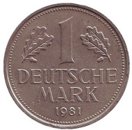 Монета 1 марка. 1981 год (G), ФРГ. Монета 1 марка. 1981 год (G), ФРГ.