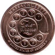 Монета 1 доллар. 2020 год (D), США. Телефон. Серия "Американские инновации". Монета 1 доллар. 2020 год (D), США. Телефон. Серия "Американские инновации".