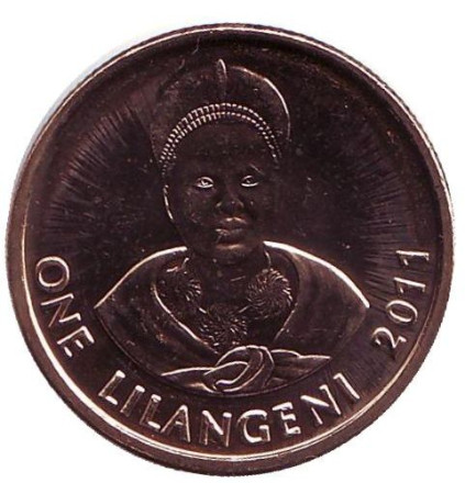 Монета 1 лилангени. 2011 год, Свазиленд. Король Мсавати III. Дзелигве Шонгве.