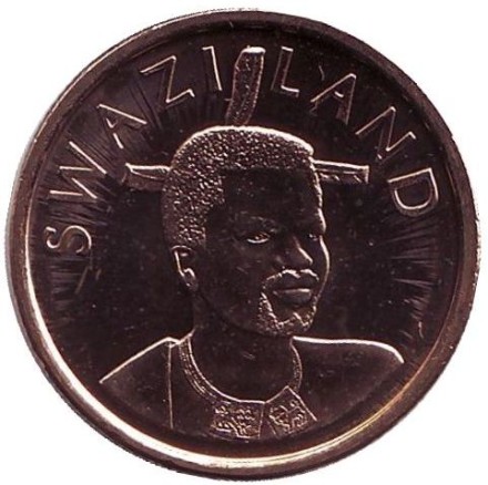 Монета 1 лилангени. 2011 год, Свазиленд. Король Мсавати III. Дзелигве Шонгве. Монета 1 лилангени. 2011 год, Свазиленд. Король Мсавати III. Дзелигве Шонгве.