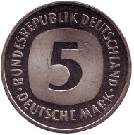 Монета 5 марок. 1979 год (J), Германия. Монета 5 марок. 1979 год (J), Германия.