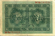 Рейхсбанкнота 50 марок. 1914 год, Германская империя. Рейхсбанкнота 50 марок. 1914 год, Германская империя.