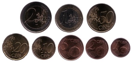 Набор монет евро (8 шт). 2002 год, Люксембург. Набор монет евро (8 шт). 2002 год, Люксембург.