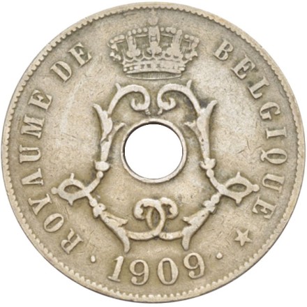 Монета 25 сантимов. 1909 год, Бельгия. (Belgique) Монета 25 сантимов. 1909 год, Бельгия. (Belgique)