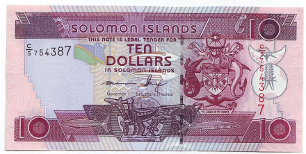 Банкнота 10 долларов. 2005-2009 г., Соломоновы острова. Тип 3.