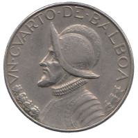 Васко Нуньес де Бальбоа. Монета 1/4 бальбоа. 1980 год, Панама.