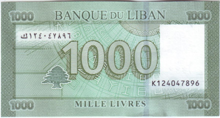 Банкнота 1000 фунтов (ливров), 2016 год, Ливан.