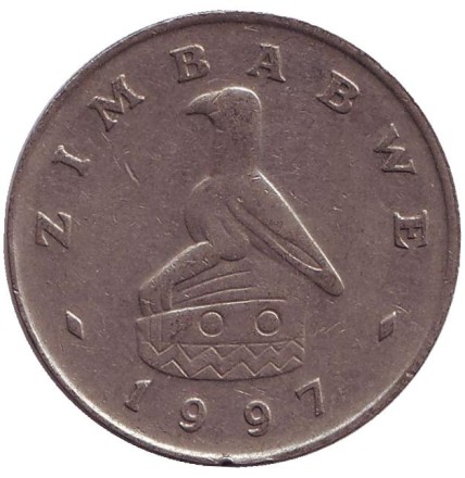 Монета 1 доллар. 1997 год, Зимбабве. Монета 1 доллар. 1997 год, Зимбабве.