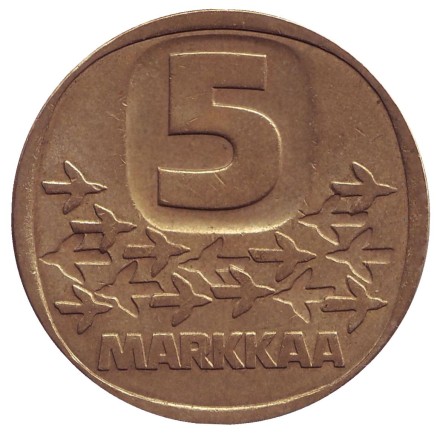 Монета 5 марок, 1987 год (M), Финляндия. Ледокол Урхо.