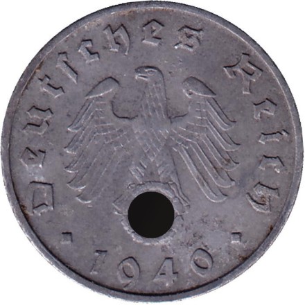 Монета 5 рейхспфеннигов. 1940 год, Германия (Третий Рейх). (G).