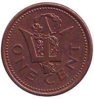 Монета 1 цент. 1992 год, Барбадос. Монета 1 цент. 1992 год, Барбадос.