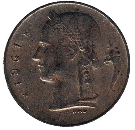 Монета 1 франк. 1961 год, Бельгия. (Belgique) Монета 1 франк. 1961 год, Бельгия. (Belgique)