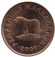 Монета 1 денар, 2008 год, Македония. Пастушья собака. Монета 1 денар, 2008 год, Македония. Пастушья собака.