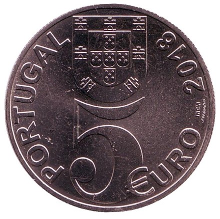 Монета 5 евро. 2018 год, Португалия. 100 лет со дня окончания Первой Мировой войны. Монета 5 евро. 2018 год, Португалия. 100 лет со дня окончания Первой Мировой войны.