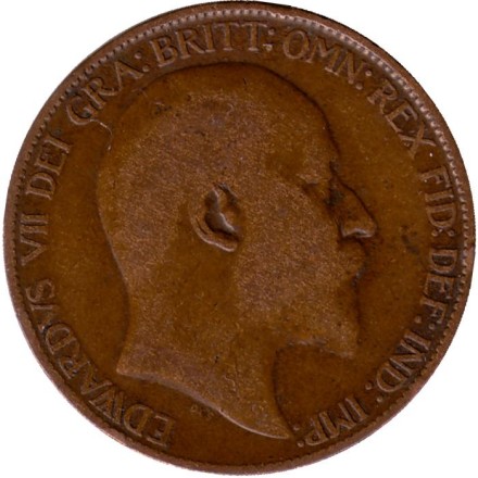 Монета 1/2 пенни. 1909 год, Великобритания.