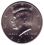 Монета 1/2 доллара (50 центов), 2014 год (P), США. Джон Кеннеди. Монета 1/2 доллара (50 центов), 2014 год (P), США. Джон Кеннеди.