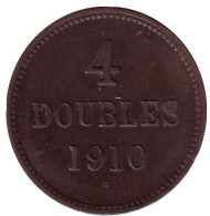 Монета 4 дубля. 1910 год, Гернси. Монета 4 дубля. 1910 год, Гернси.