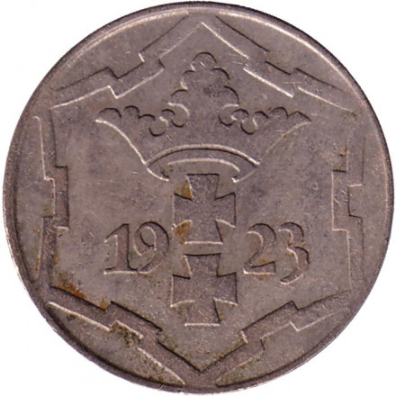 Монета 10 пфеннигов. 1923 год, Данциг.