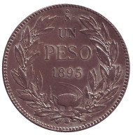 Монета 1 песо. 1895 год, Чили. Кондор. Монета 1 песо. 1895 год, Чили. Кондор.