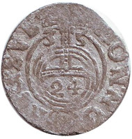 Монета 1,5 гроша (полторак). 1635 год, Польша. г. Эльбинг под властью Швеции. Кристина. Монета 1,5 гроша (полторак). 1635 год, Польша. г. Эльбинг под властью Швеции. Кристина.