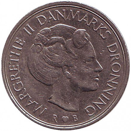 Монета 1 крона. 1983 год, Дания. Монета 1 крона. 1983 год, Дания.