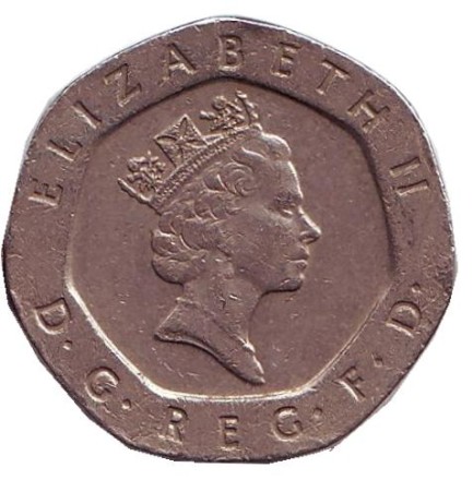 Монета 20 пенсов. 1997 год, Великобритания.