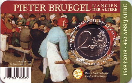 Монета 2 евро. 2019 год, Бельгия. (Надпись: Belgique) 450 лет со дня смерти Питера Брейгеля Старшего. Монета 2 евро. 2019 год, Бельгия. (Надпись: Belgique) 450 лет со дня смерти Питера Брейгеля Старшего.