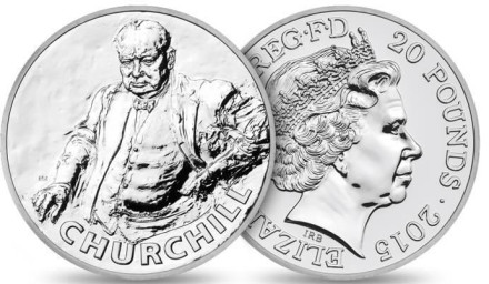 Монета 20 фунтов. 2015 год, Великобритания. Уинстон Черчилль. Монета 20 фунтов. 2015 год, Великобритания. Уинстон Черчилль.