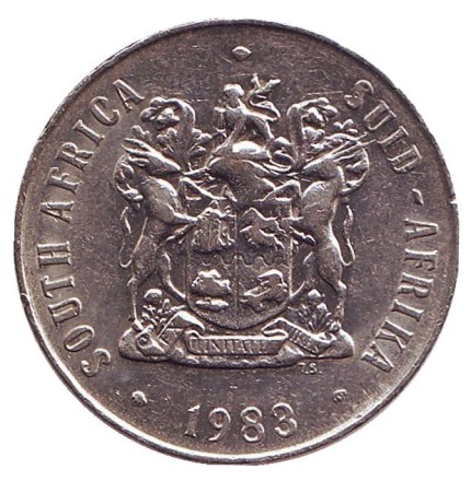 Монета 50 центов. 1983 год, ЮАР. Из обращения. Цветы.