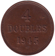 Монета 4 дубля. 1945 год, Гернси. Монета 4 дубля. 1945 год, Гернси.