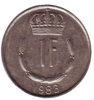 Монета 1 франк. 1983 год, Люксембург. Монета 1 франк. 1983 год, Люксембург.