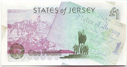 Банкнота 1 фунт. 1995 год, Джерси. 50 лет освобождению. Банкнота 1 фунт. 1995 год, Джерси. 50 лет освобождению.