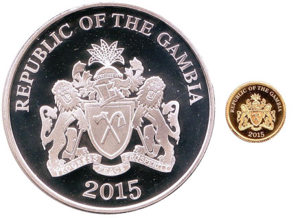 Элвис Пресли. Комплект из двух монет номиналом 20 и 200 даласи. 2015 год, Гамбия. Элвис Пресли. Комплект из двух монет номиналом 20 и 200 даласи. 2015 год, Гамбия.