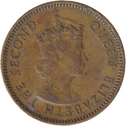 Монета 10 центов. 1956 год, Гонконг. Без отметки монетного двора. Монета 10 центов. 1956 год, Гонконг. Без отметки монетного двора.