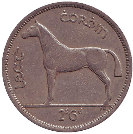 Монета 1/2 кроны. 1962 год, Ирландия. Лошадь.