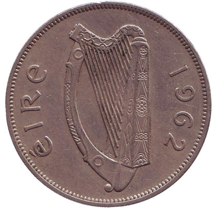 Монета 1/2 кроны. 1962 год, Ирландия. Лошадь.